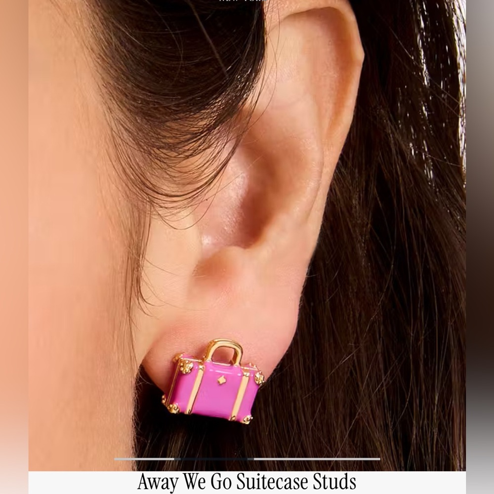 Kate Spade Away We Go Suitcase Studs - New - Picture 2 of 7